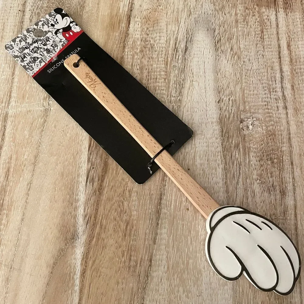 NWT Disney Mickey Mouse Silicone Hand White Glove Spatula Wooden Handle New